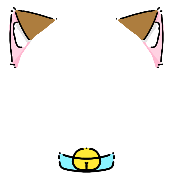 cyan collar dark orange cat ears Decoration